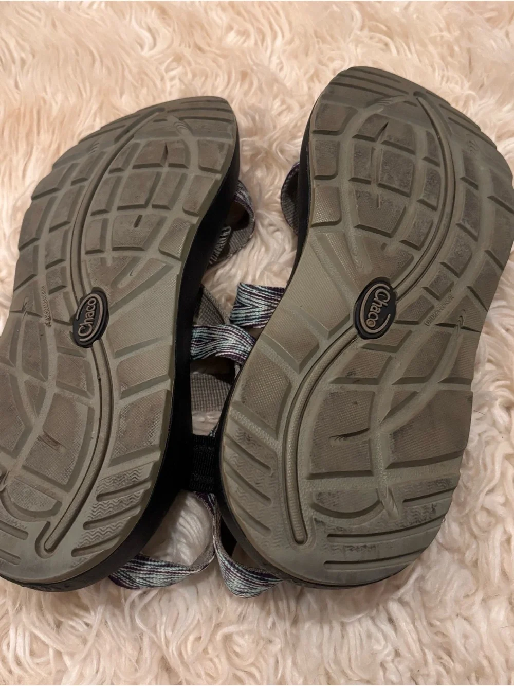 Chaco Women's Black Sandals with Purple and Mint Straps